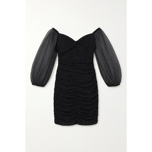 B Hardin fitted ruched silhouette Mini Cocktail Dress W/ Irredentist Polka Dots - Picture 2 of 9